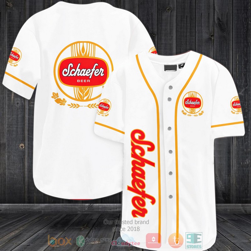 Schaefer Beer White Baseball Jersey Schaefer Beer White Baseball Jersey