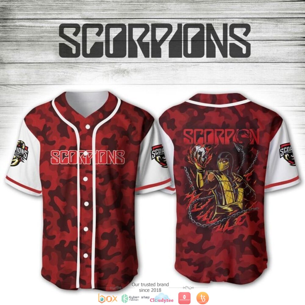 Scorpions Band Red Camo Baseball Jersey Scorpions Band Red Camo Baseball Jersey