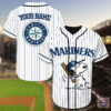 Seattle Mariners Snoopy Custom Name Baseball Jersey