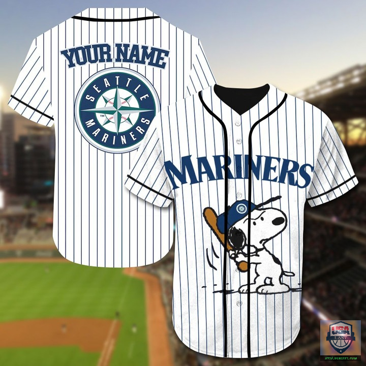 Seattle Mariners Snoopy Custom Name Baseball Jersey Seattle Mariners Snoopy Custom Name Baseball Jersey