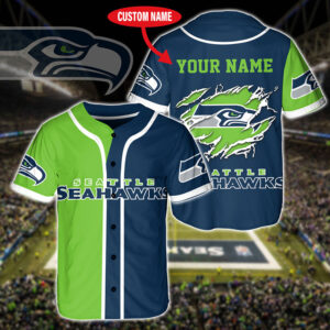 Seattle Seahawks Custom Name Baseball Jersey