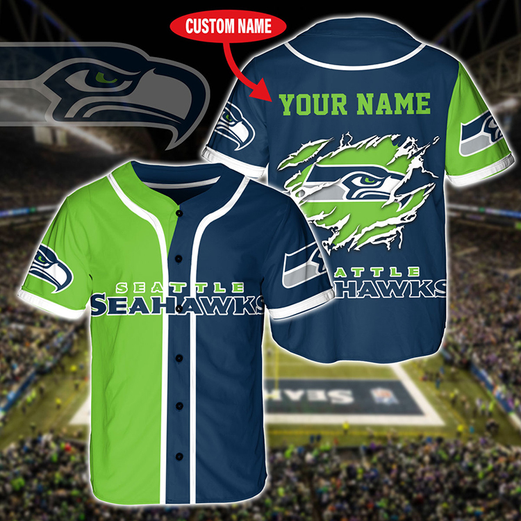 Seattle Seahawks Custom Name Baseball Jersey Seattle Seahawks Custom Name Baseball Jersey