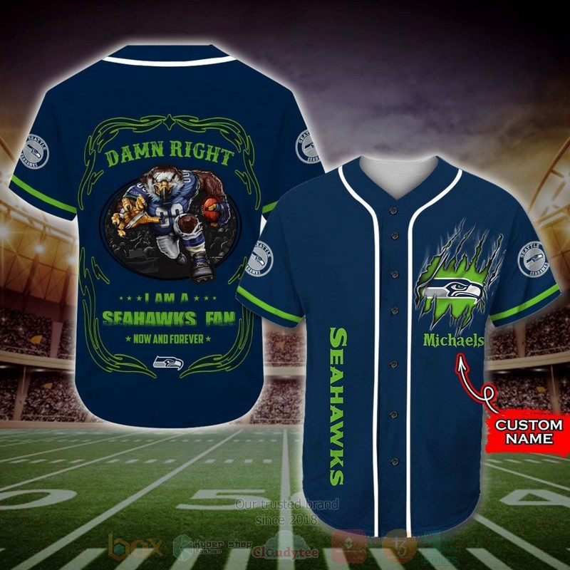 Seattle Seahawks Mascot Nfl Custom Name Baseball Jersey Seattle Seahawks Mascot Nfl Custom Name Baseball Jersey