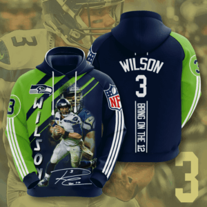 Seattle Seahawks Russell Wilson 3D Hoodie Sweatshirt For Fans Men Women All Over Printed Hoodie - 3da450a84853