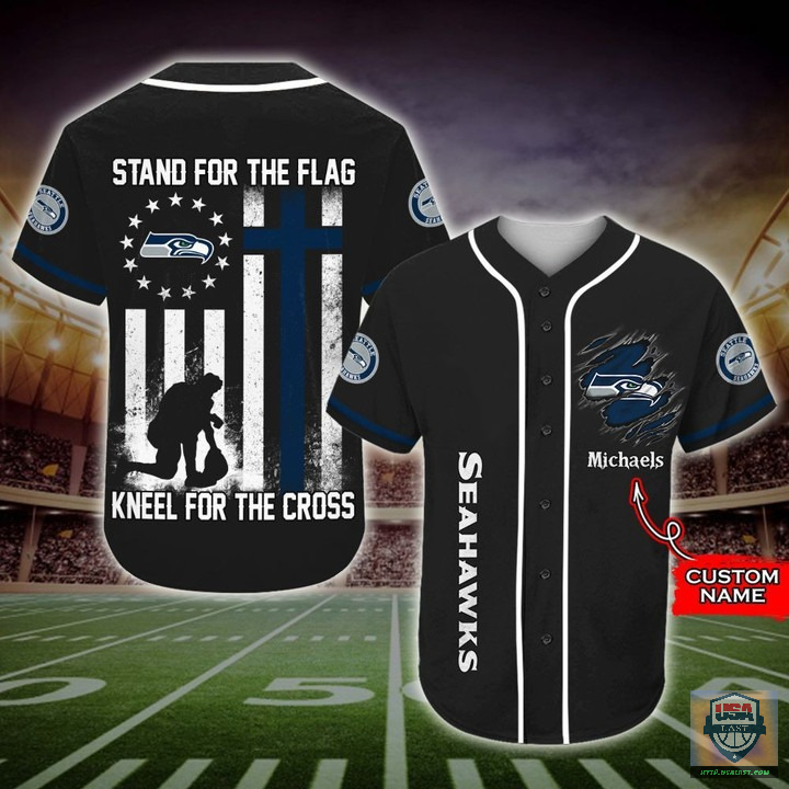Seattle Seahawks Stand For The Flag Kneel For The Cross Baseball Jersey Shirt Seattle Seahawks Stand For The Flag Kneel For The Cross Baseball Jersey Shirt
