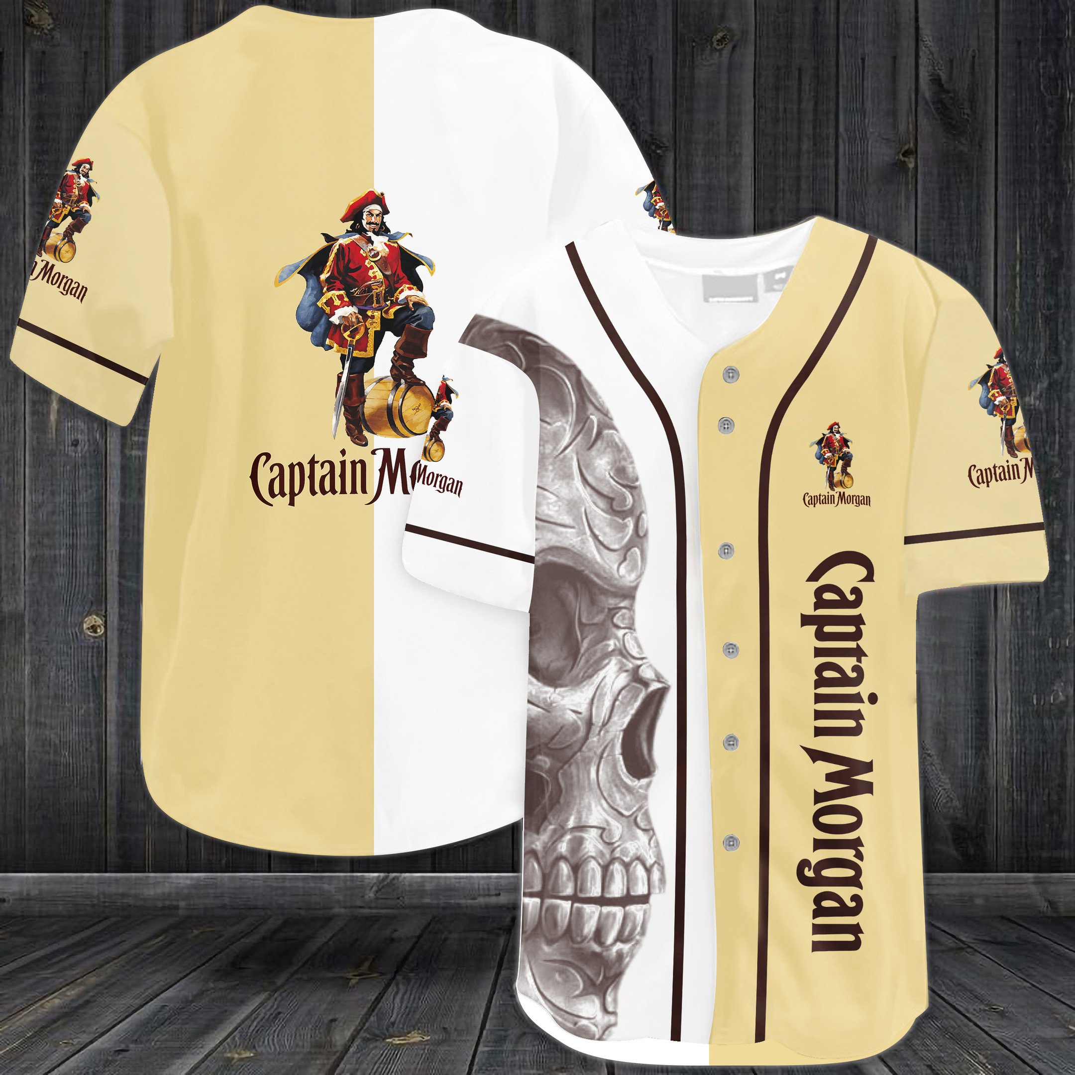 Skull Captain Morgan Rum Baseball Jersey Skull Captain Morgan Rum Baseball Jersey