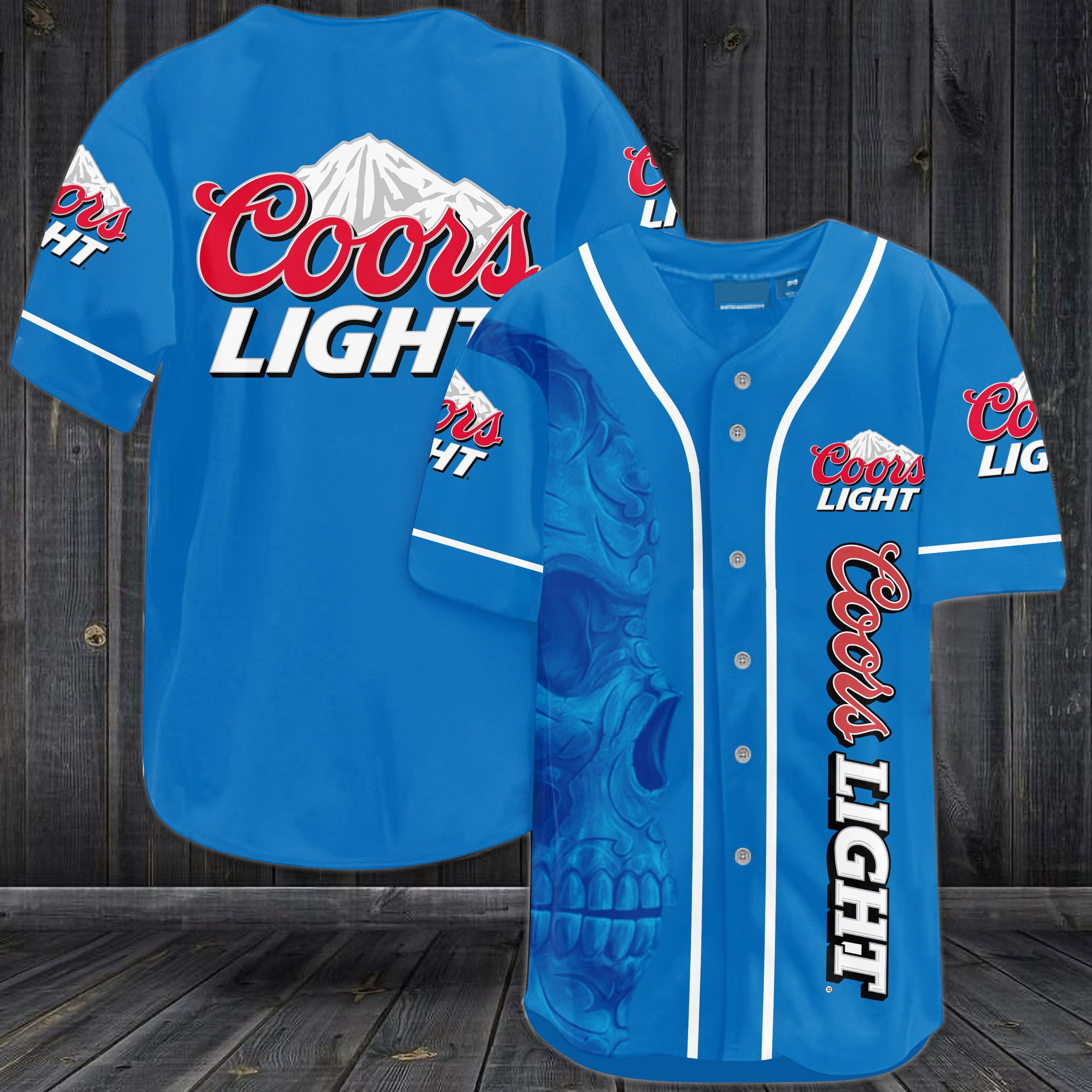 Skull Coors Light Baseball Jersey Skull Coors Light Baseball Jersey
