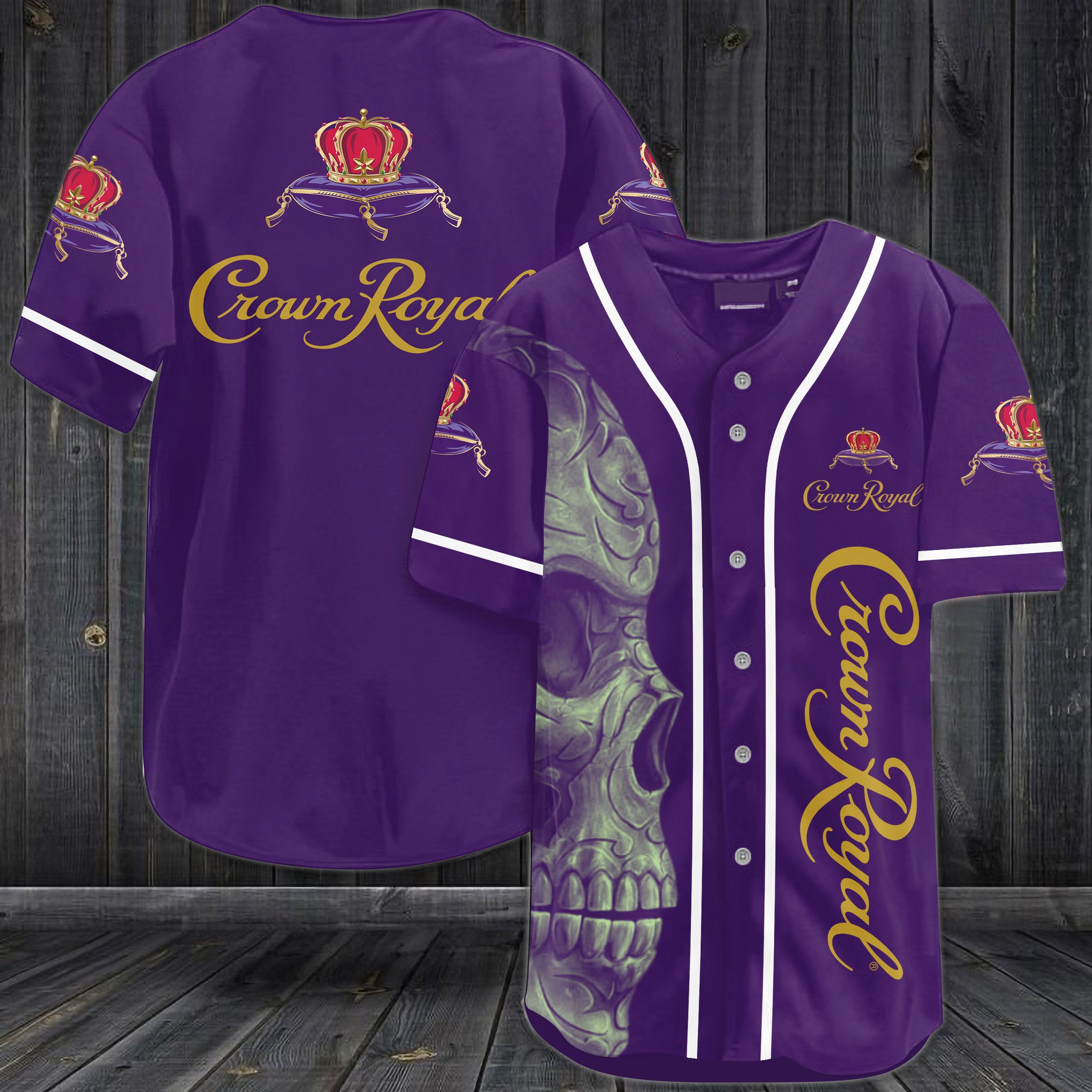 Skull Crown Royal Purple Baseball Jersey Skull Crown Royal Purple Baseball Jersey