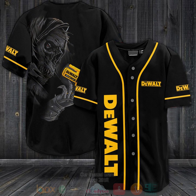 Skull Dewalt Black Baseball Jersey Skull Dewalt Black Baseball Jersey