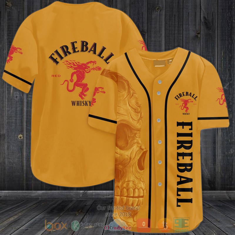 Skull Fireball Cinnamon Whisky Medium Amber Baseball Jersey Skull Fireball Cinnamon Whisky Medium Amber Baseball Jersey