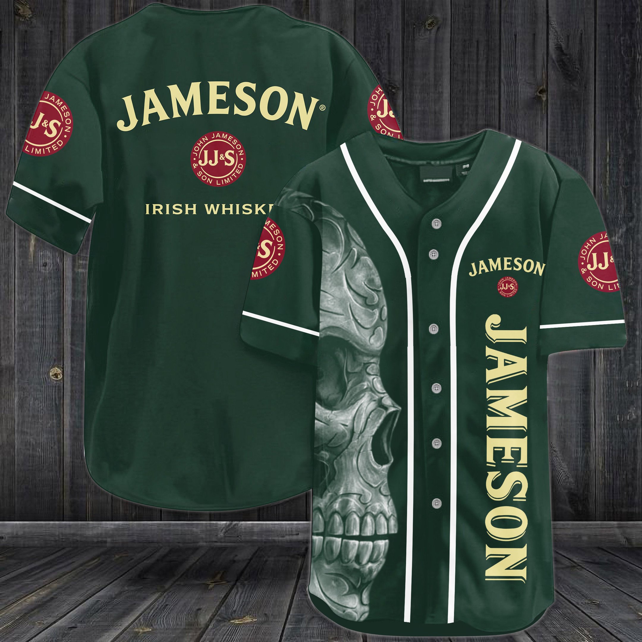 Skull Jameson Irish Whiskey Baseball Jersey Skull Jameson Irish Whiskey Baseball Jersey