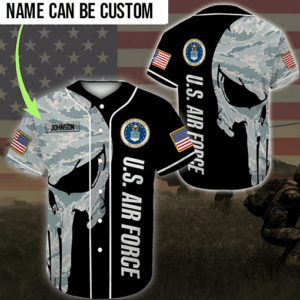Skull Us Airforce Custom Personalized Name Baseball Jersey