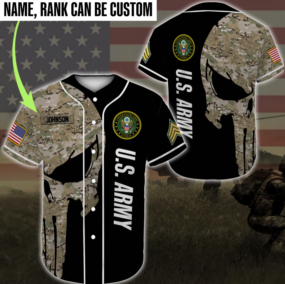 Skull Us Army Baseball Jersey Skull Us Army Baseball Jersey