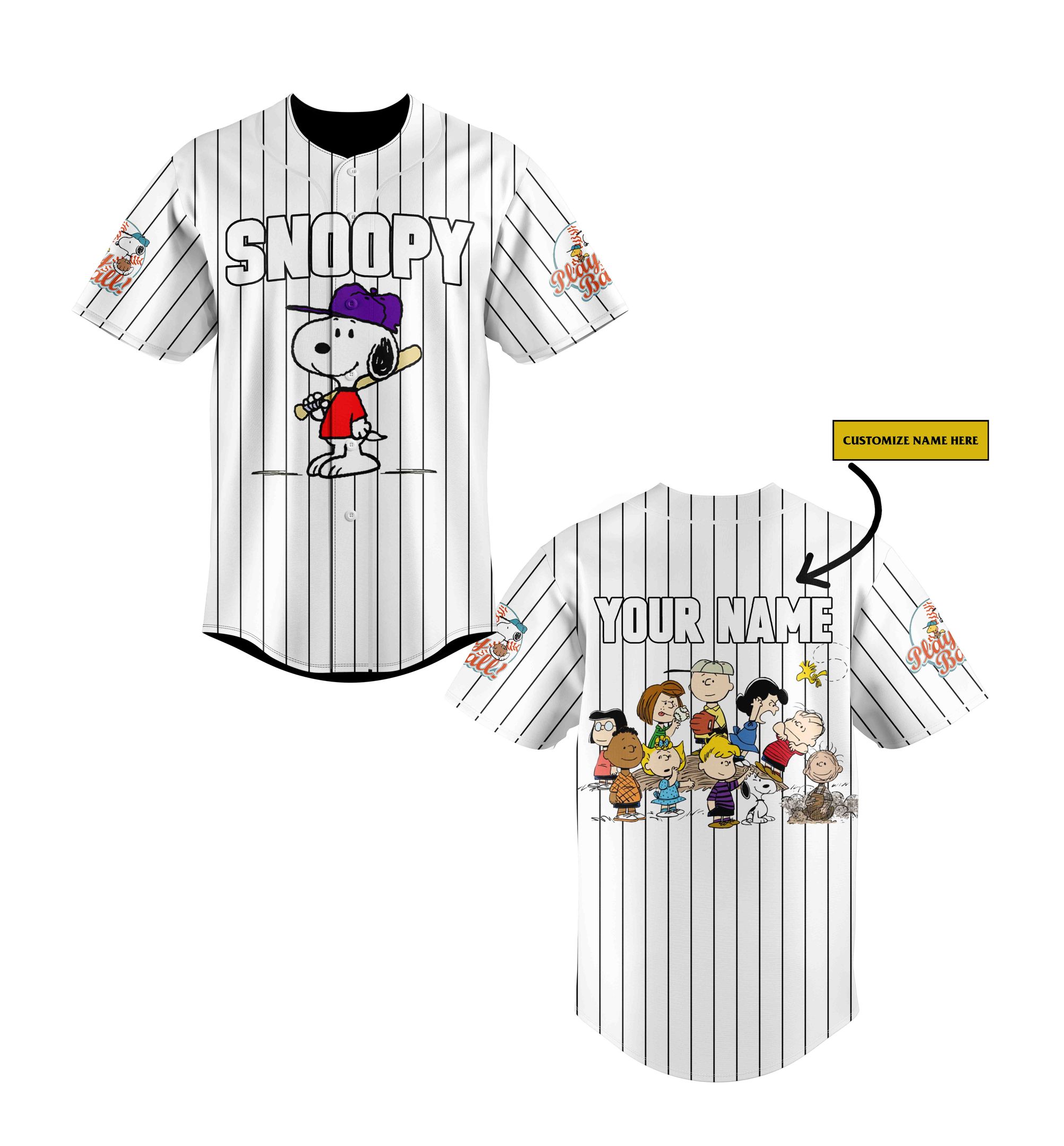 Snoopy And Friends Custom Name Baseball Jersey Snoopy And Friends Custom Name Baseball Jersey