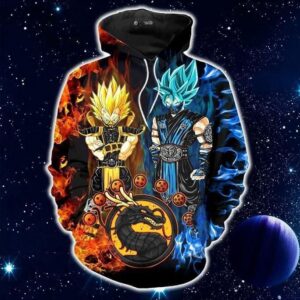 Songoku Sub Zero Vegeta Scorpion Dragon Ball Mortal Kombat Pullover And Zippered Hoodies Custom 3D Graphic Printed 3D Hoodie All Over Print Hoodie For Men For Women - 45a564cd1a64