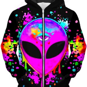 Splatter Alien Pink Unisex Zip-Up 3D Hoodie For Men Women All Over 3D Printed Hoodie - ce46a50b3a8f