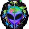 Splatter Alien Unisex Zip-Up 3D Hoodie For Men Women All Over 3D Printed Hoodie - e3e95460b501