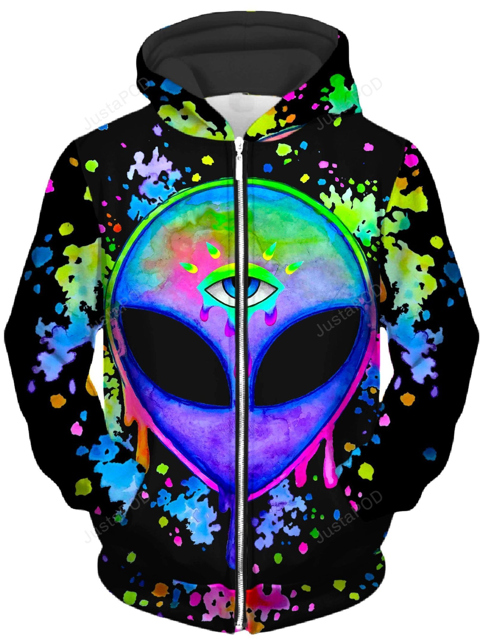 Splatter Alien Unisex Zip-Up 3D Hoodie For Men Women All Over 3D Printed Hoodie - e3e95460b501 Splatter Alien Unisex Zip-Up 3D Hoodie For Men Women All Over 3D Printed Hoodie - e3e95460b501
