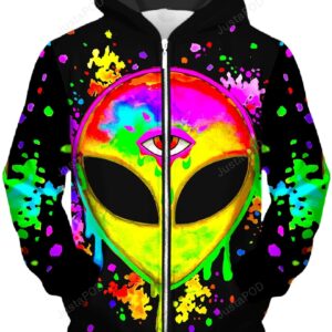 Splatter Alien Yellow Unisex Zip-Up 3D Hoodie For Men Women All Over 3D Printed Hoodie - 0c959ad1aed6