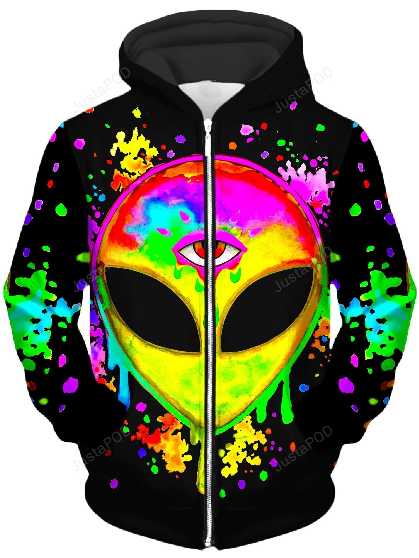 Splatter Alien Yellow Unisex Zip-Up 3D Hoodie For Men Women All Over 3D Printed Hoodie - 0c959ad1aed6 Splatter Alien Yellow Unisex Zip-Up 3D Hoodie For Men Women All Over 3D Printed Hoodie - 0c959ad1aed6