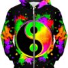 Splatter Yin Yang 2 Unisex Zip-Up 3D Hoodie For Men Women All Over 3D Printed Hoodie - 7db6577c0387