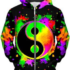 Splatter Yin Yang 2 Unisex Zip-Up 3D Hoodie For Men Women All Over 3D Printed Hoodie - 7db6577c0387