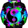 Splatter Yin Yang 3 Unisex Zip-Up 3D Hoodie For Men Women All Over 3D Printed Hoodie - 78fbef6397a3