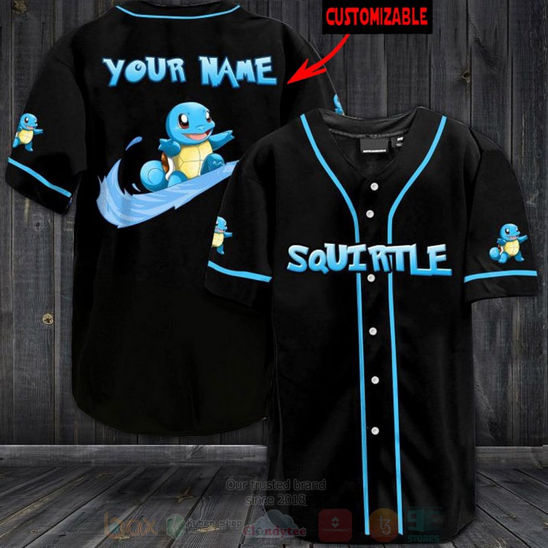 Squirtle Pokemon Custom Name Baseball Jersey Shirt Squirtle Pokemon Custom Name Baseball Jersey Shirt