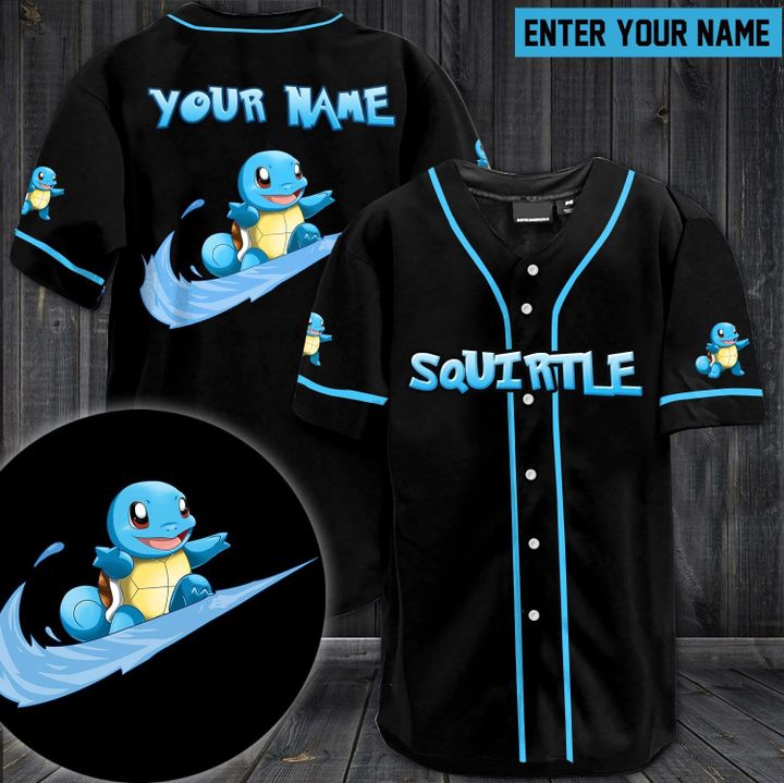 Squirtle Pokemon Custom Name Baseball Jersey Squirtle Pokemon Custom Name Baseball Jersey