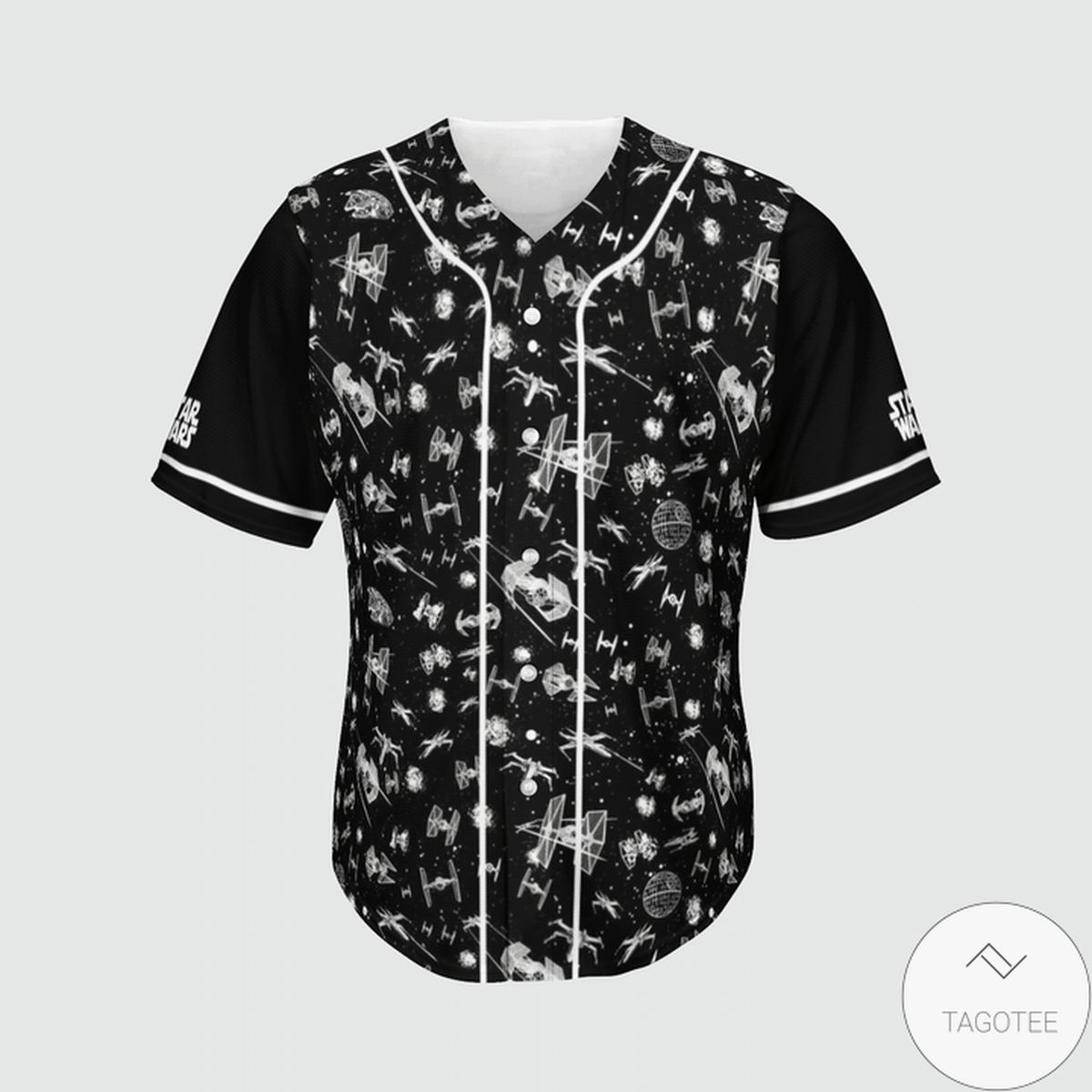 Star Wars Spaceship Pattern Black Baseball Jersey Star Wars Spaceship Pattern Black Baseball Jersey