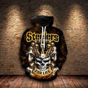 Steelers For Life King Skull Pittsburgh Steelers Pullover And Zip Pered Hoodies Custom 3D Graphic Printed 3D Hoodie All Over Print Hoodie For Men For Women - a762a93969f3