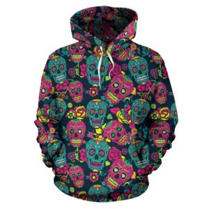 Sugar Skull Floral Design Themed Print Pullover 3D Hoodie For Men Women All Over 3D Printed Hoodie - 6031f6c98f35