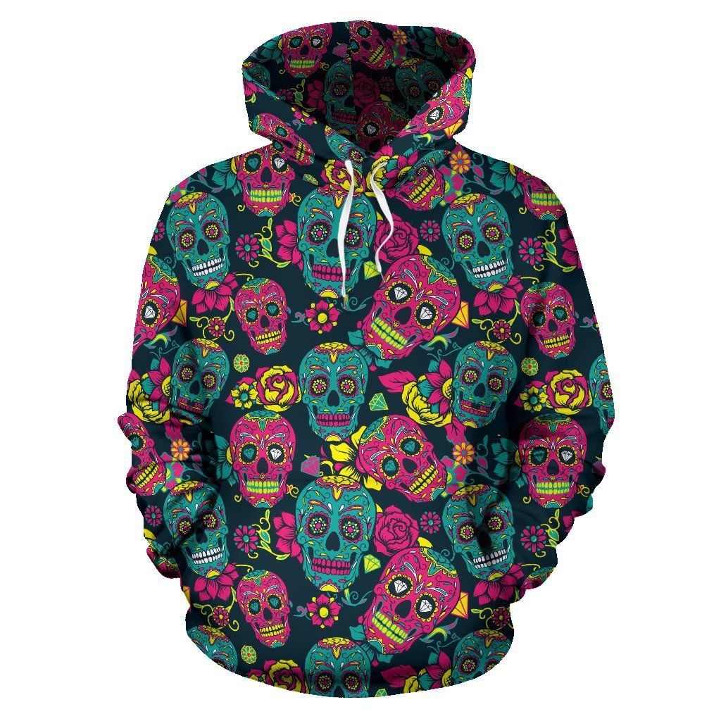 Sugar Skull Floral Design Themed Print Pullover 3D Hoodie For Men Women All Over 3D Printed Hoodie - 6031f6c98f35 Sugar Skull Floral Design Themed Print Pullover 3D Hoodie For Men Women All Over 3D Printed Hoodie - 6031f6c98f35
