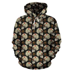 Sugar Skull Flower Design Themed Print Pullover 3D Hoodie For Men Women All Over 3D Printed Hoodie - cc2c3bc81cf0