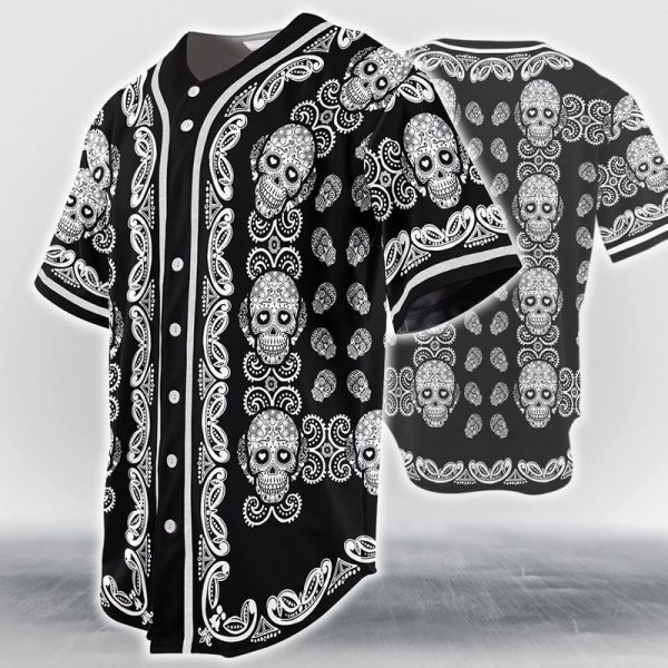 Sugar Skull Pattern Baseball Jersey Sugar Skull Pattern Baseball Jersey