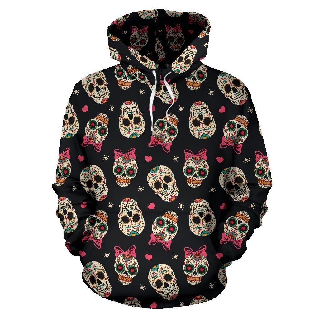 Sugar Skull Pink Bow Themed Print Pullover 3D Hoodie For Men Women All Over 3D Printed Hoodie - 21268a2cfcab Sugar Skull Pink Bow Themed Print Pullover 3D Hoodie For Men Women All Over 3D Printed Hoodie - 21268a2cfcab
