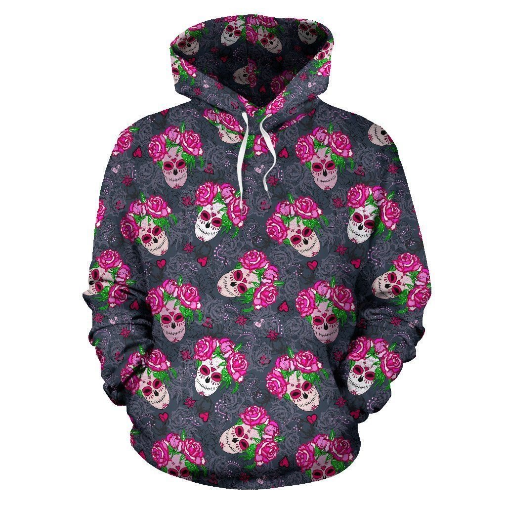 Sugar Skull Pink Rose Themed Print Pullover 3D Hoodie For Men Women All Over 3D Printed Hoodie - 42ca1ec11ed4 Sugar Skull Pink Rose Themed Print Pullover 3D Hoodie For Men Women All Over 3D Printed Hoodie - 42ca1ec11ed4
