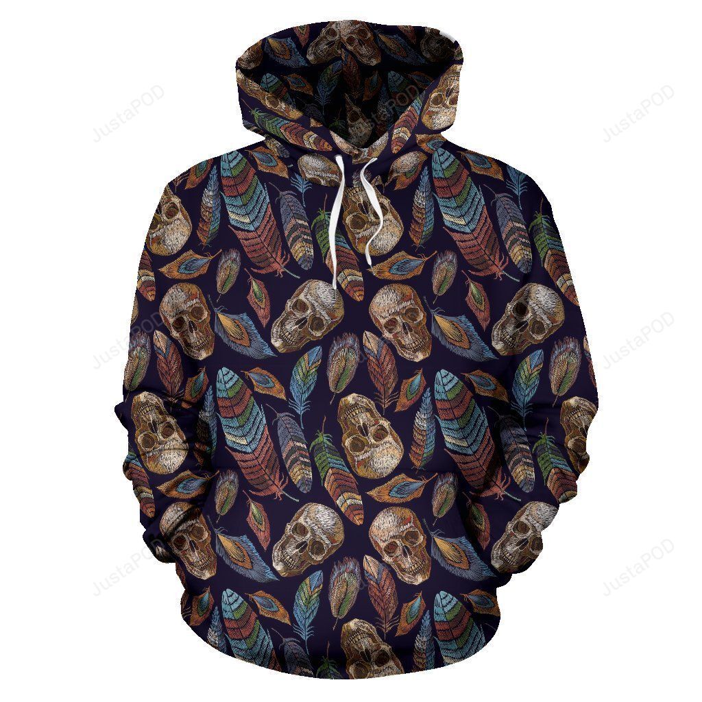 Sugar Skull Skeleton Girly Feather Boho Pattern Print All Over Graphic 3D Hoodie For Men Women All Over 3D Printed Hoodie - 7b49f2fe376a Sugar Skull Skeleton Girly Feather Boho Pattern Print All Over Graphic 3D Hoodie For Men Women All Over 3D Printed Hoodie - 7b49f2fe376a