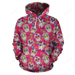 Sugar Skull Skeleton Girly Floral Pirate Pattern Print All Over Graphic 3D Hoodie For Men Women All Over 3D Printed Hoodie - 1c338f979991