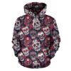 Sugar Skull Skeleton Girly Rose Floral Pattern Print All Over Graphic 3D Hoodie For Men Women All Over 3D Printed Hoodie - 152d2a73113d