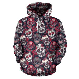 Sugar Skull Skeleton Girly Rose Floral Pattern Print All Over Graphic 3D Hoodie For Men Women All Over 3D Printed Hoodie - 152d2a73113d