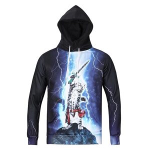 Super Cat Warrior All Over Print Lighting Cat Hero Blue & Black 3D Hoodie For Men Women All Over 3D Printed Hoodie - e7990ab2b842
