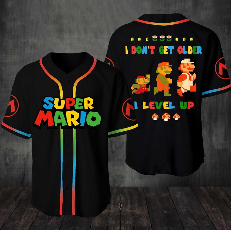 Super Mario I Don’T Get Older I Level Up Baseball Jersey Shirt Super Mario I Don’T Get Older I Level Up Baseball Jersey Shirt