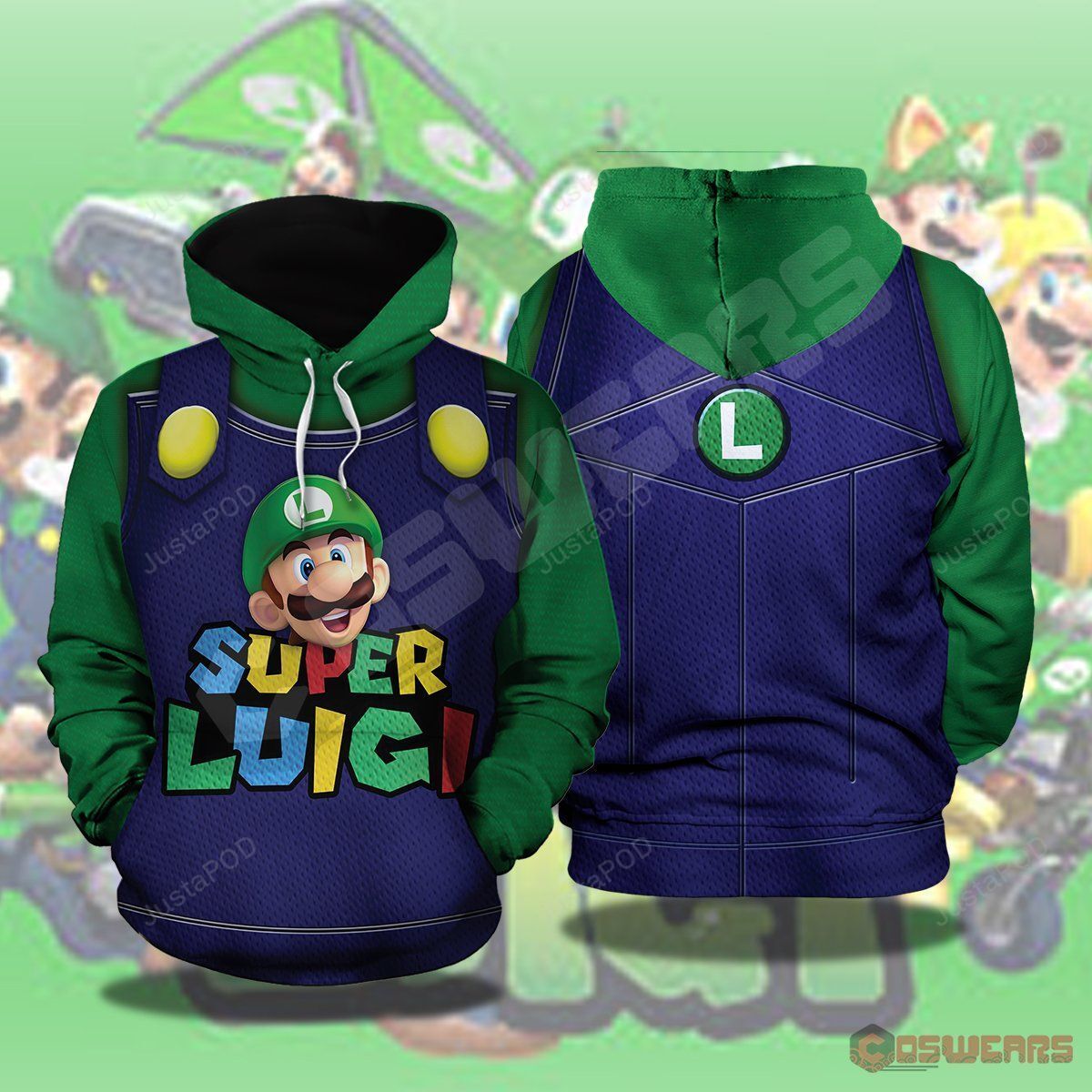 Super Mario Odyssey: Luigi Inspired Pullover 3D Hoodie For Men Women All Over 3D Printed Hoodie - be05556e192c Super Mario Odyssey: Luigi Inspired Pullover 3D Hoodie For Men Women All Over 3D Printed Hoodie - be05556e192c