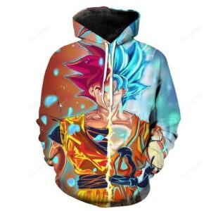Super Saiyan God Goku Red Vs Super Saiyan God Goku Blue Dragon Ball Z Pullover And Zippered Hoodies Custom 3d Graphic Printed 3d Hoodie For Men For Women - 0dec29da9812