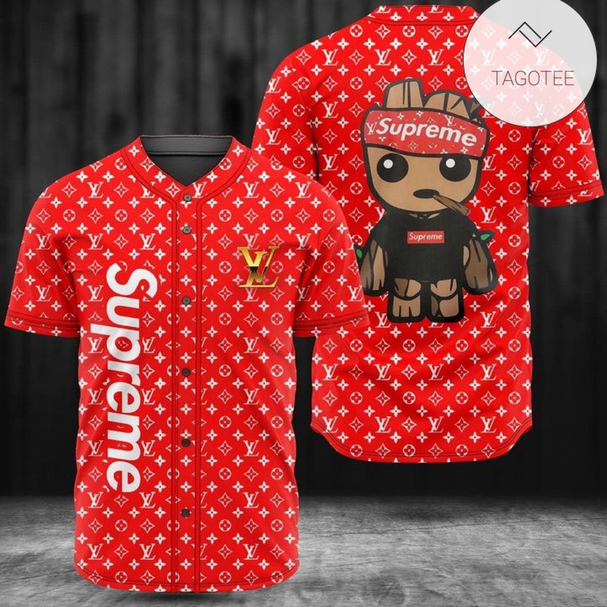 Supreme X Baby Groot Baseball Jersey Shirt Supreme X Baby Groot Baseball Jersey Shirt