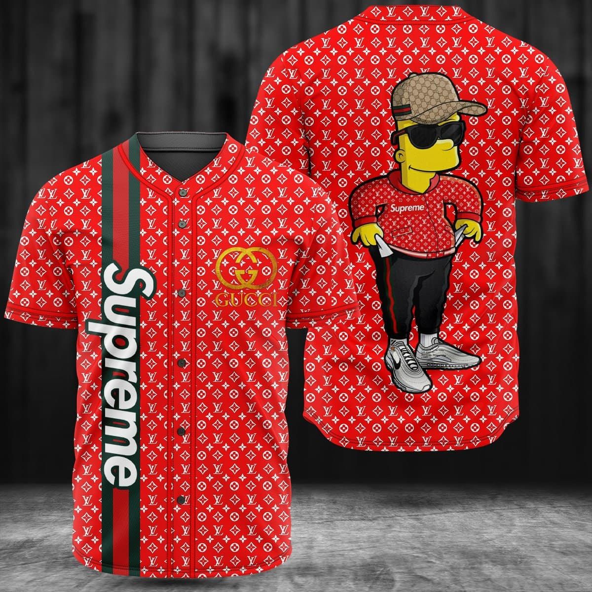 Supreme X Gucci Bart Simpson Baseball Jersey Supreme X Gucci Bart Simpson Baseball Jersey