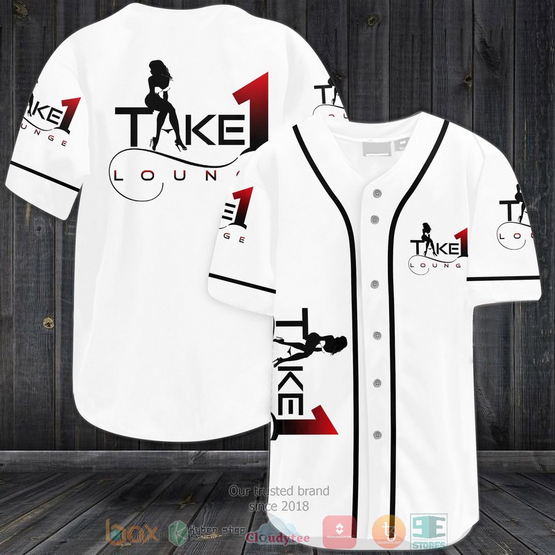 Take 1 Lounge White Baseball Jersey Take 1 Lounge White Baseball Jersey