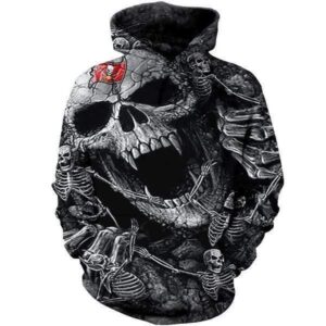 Tampa Bay Buccaneers Skull Zip 3D Hoodie All Over Print - 81b30fe905e3