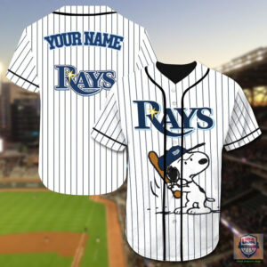 Tampa Bay Rays Snoopy Custom Name Baseball Jersey